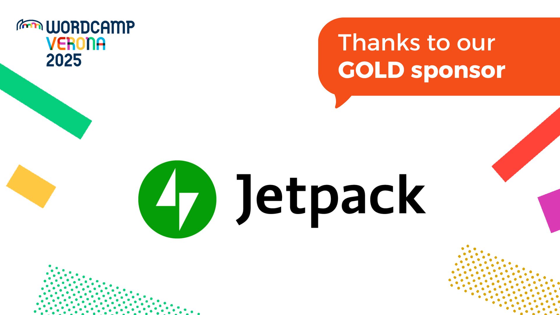 Grazie a Jetpack, sponsor gold di WordCamp Verona 2025