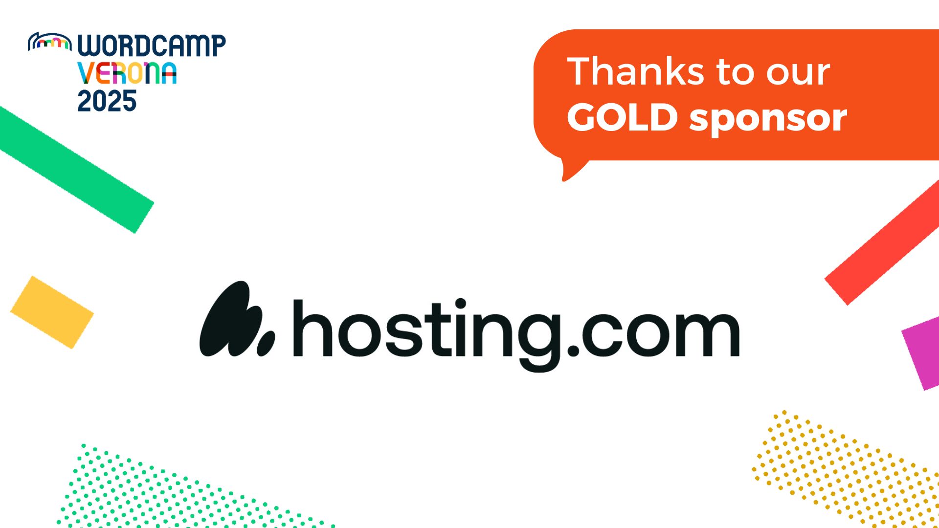 Grazie a Hosting.com, sponsor gold di WordCamp Verona 2025