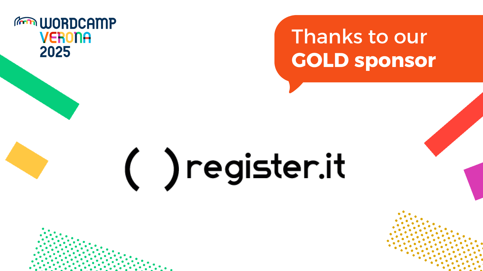 Grazie a Register.it, sponsor Gold di WordCamp Verona 2025