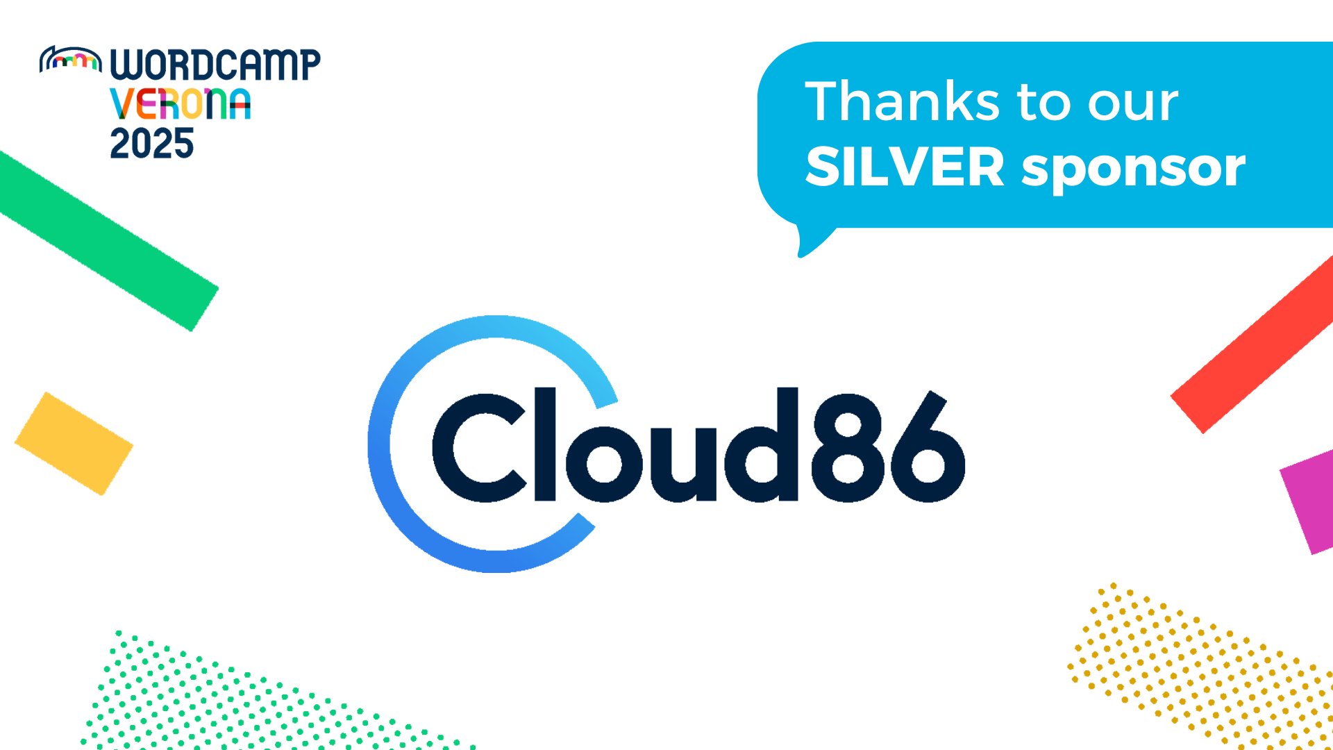 Grazie a Cloud86, sponsor Silver di WordCamp Verona 2025